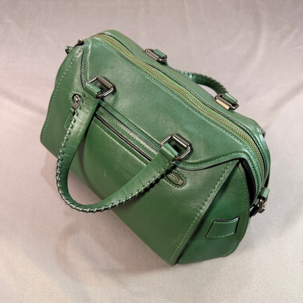 Coach Ace Satchel 28 Glovetanned Leather Green 11.5x8x6 Whipstitch Gunmetal Bag